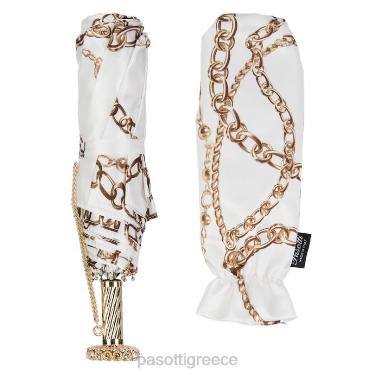 ομπρέλα | PASOTTI 257 58002-9 s15 - αλυσίδες τύπωμα λευκή πτυσσόμενη ομπρέλα 2N6B8616 γυναίκες